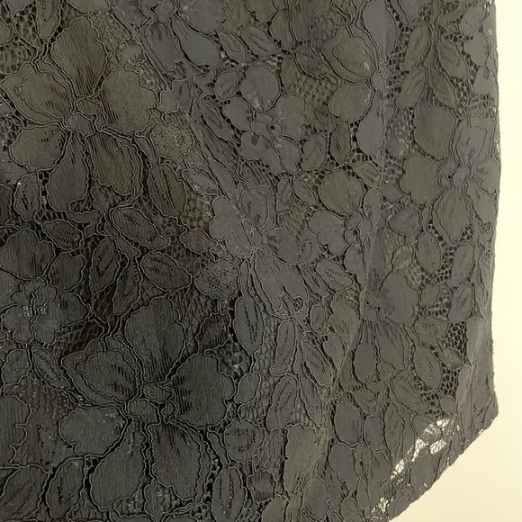 NEW Chaps Polo Lace Skirt Mid 10 Black Pencil Straight Midi Knee Floral Monochro - Picture 4 of 12